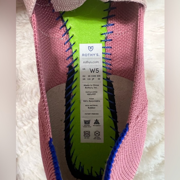 Rothy’s The Bow Point Flats Pink Knit Pointed Toe Size 5 EUC - Picture 7 of 9